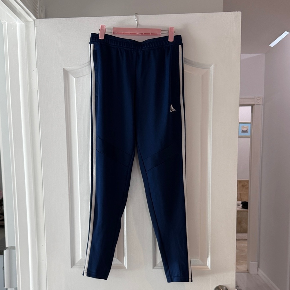 Adidas Kids Blue Joggers with White Stripes